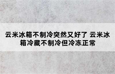 云米冰箱不制冷突然又好了 云米冰箱冷藏不制冷但冷冻正常